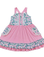 PINK FLORAL STRAP RUFFLE DRESS