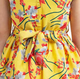 Vintage Style Peter Pan Collar Dresses Bird Yellow