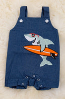 Shark Applique Boys Baby Romper.