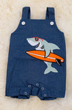 Shark Applique Boys Baby Romper.