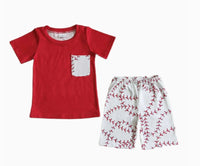 Summer Classic Baseball Outfit Colorful Short Sleeve Shirt and Shorts - Kids Clothes