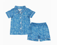 Summer Boys Cactus Loungewear Outfit Western Short Sleeve Shirt and Shorts - Kids Clothes