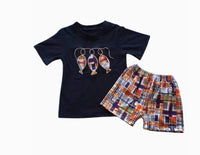 Preppy Plaid Fish Lures Outfit Colorful Short Sleeve Shirt and Shorts - Kids Clothing